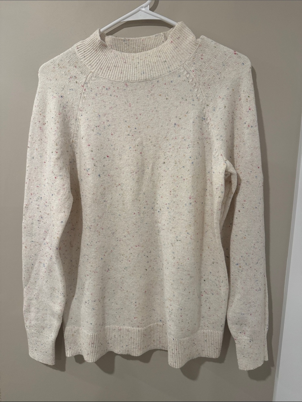 Loft Women’s Cream Speckled Mock Neck Sweater